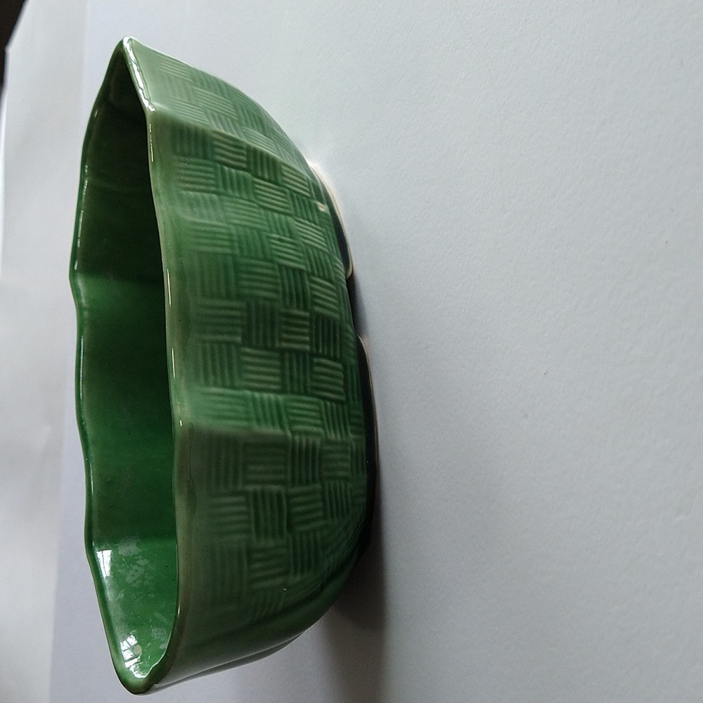 Vintage Pottery Basket Weave Design Planter USA